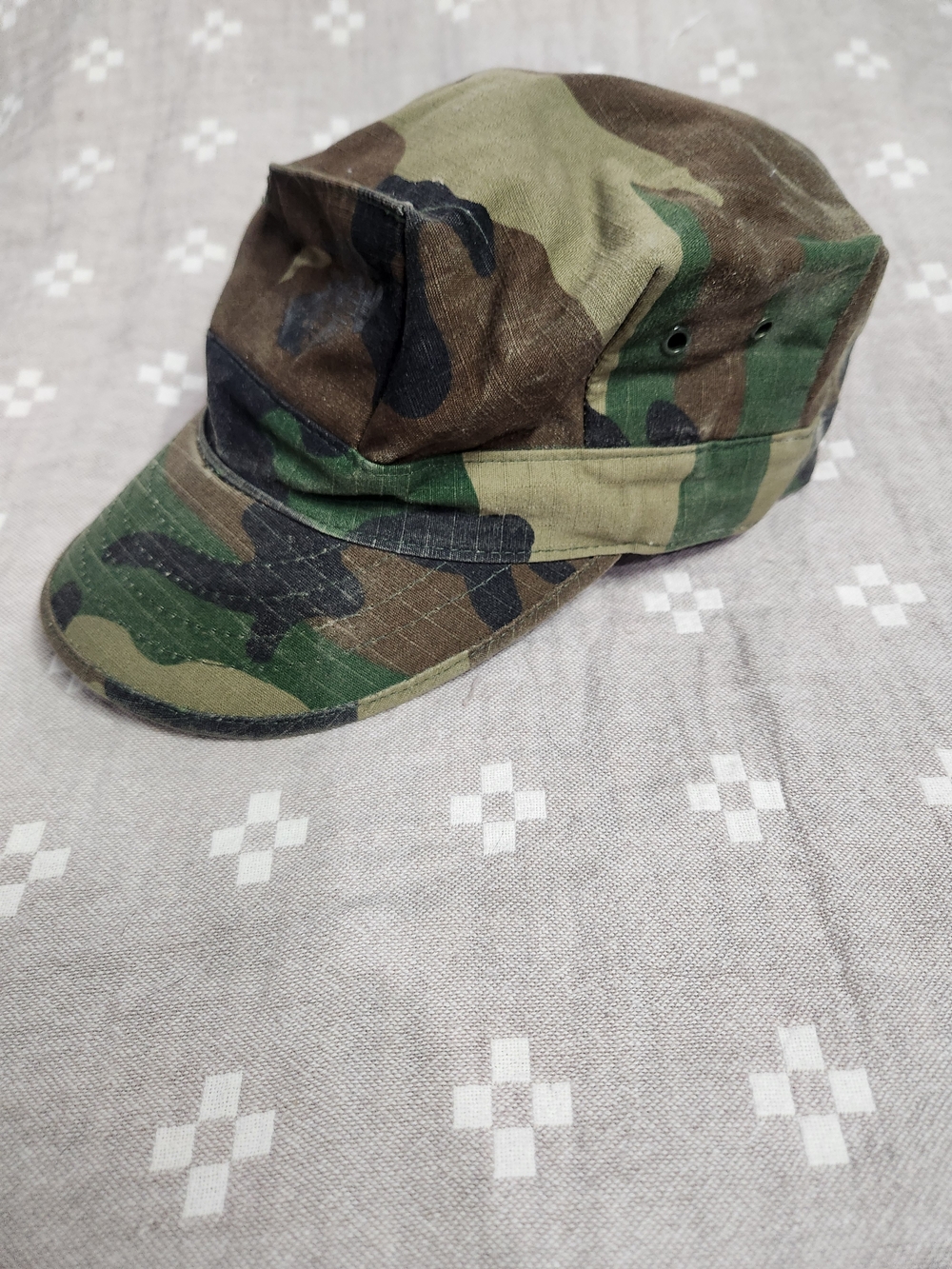 USMC Woodland Camo 8-Point Utility Cover Cap Large EGA USGI Hat Marine Corps S